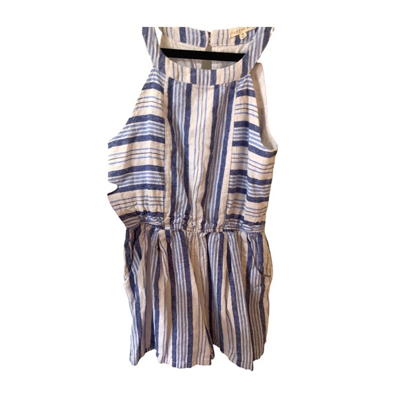 Copper Key Chambray Blue & White Striped Tank Romper Keyhole Back Medium - Picture 2 of 5